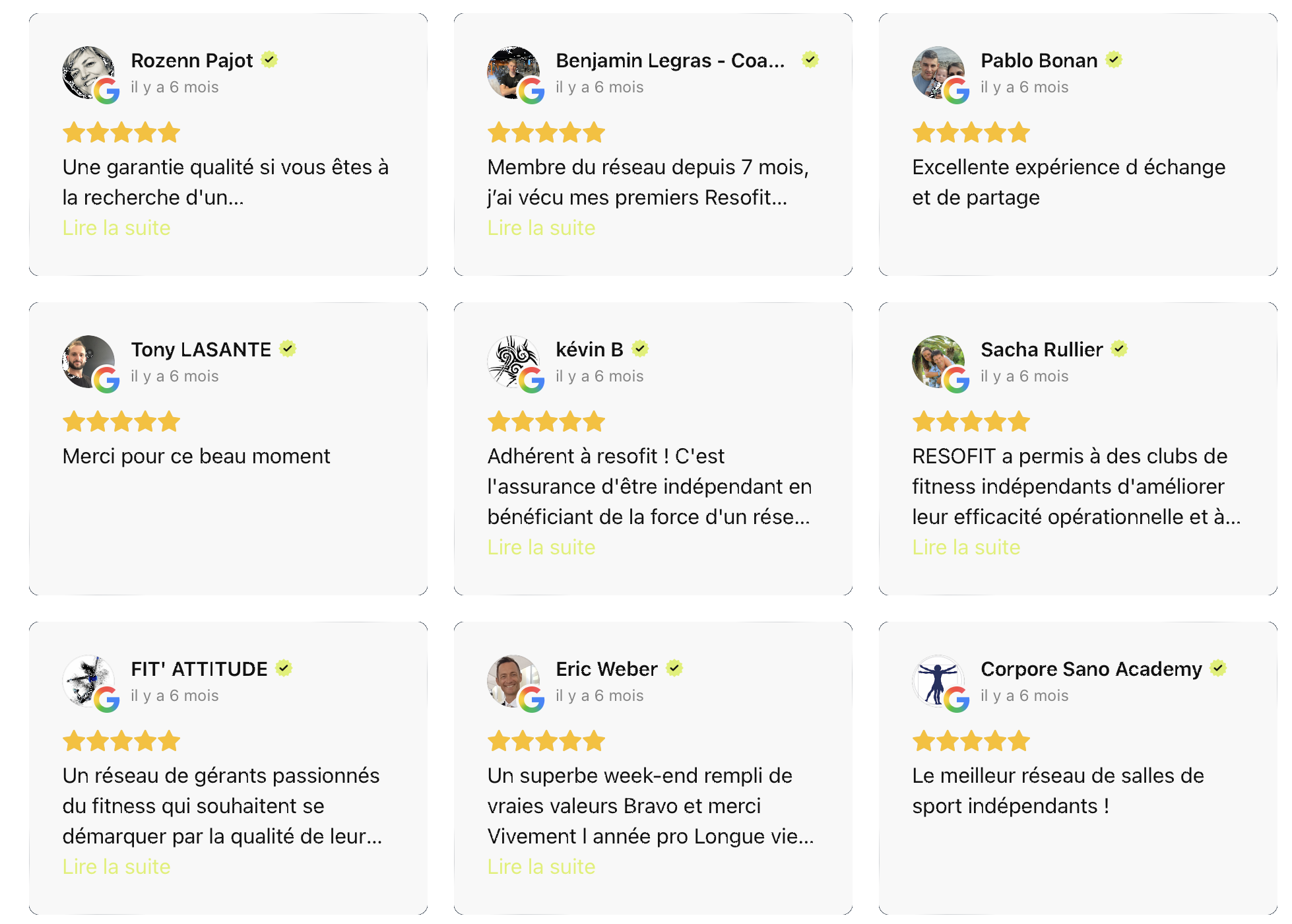 Avis Google de la fiche Resofit · 5/5 sur 97 avis
