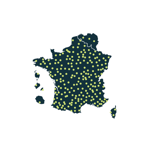 Carte des +200 clubs Resofit répartis en France, Belgique et DOM-TOM