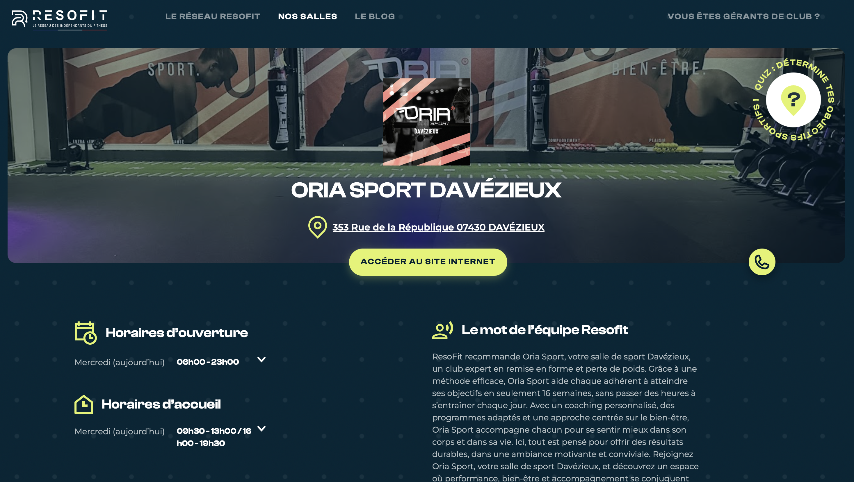 Page club sur resofit.fr